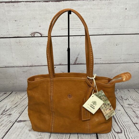 Old Trend Tan Eco‎ Genuine Leather Dancing Bamboo Tote Chestnut Brown Hand Dyed - Picture 1 of 11